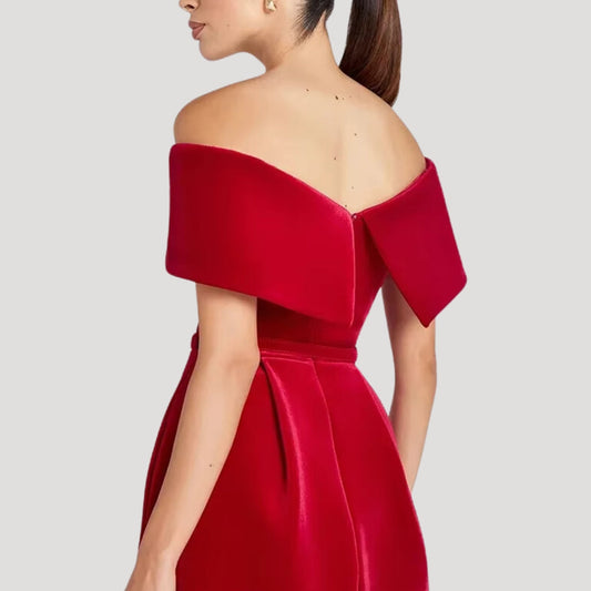 MW | Damen schulterfreies Minikleid aus Samt