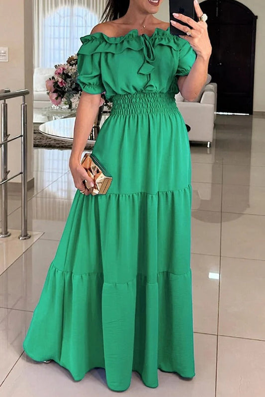 MW | Admit Your Feelings Schulterfreies Maxikleid mit gesmokter Taille