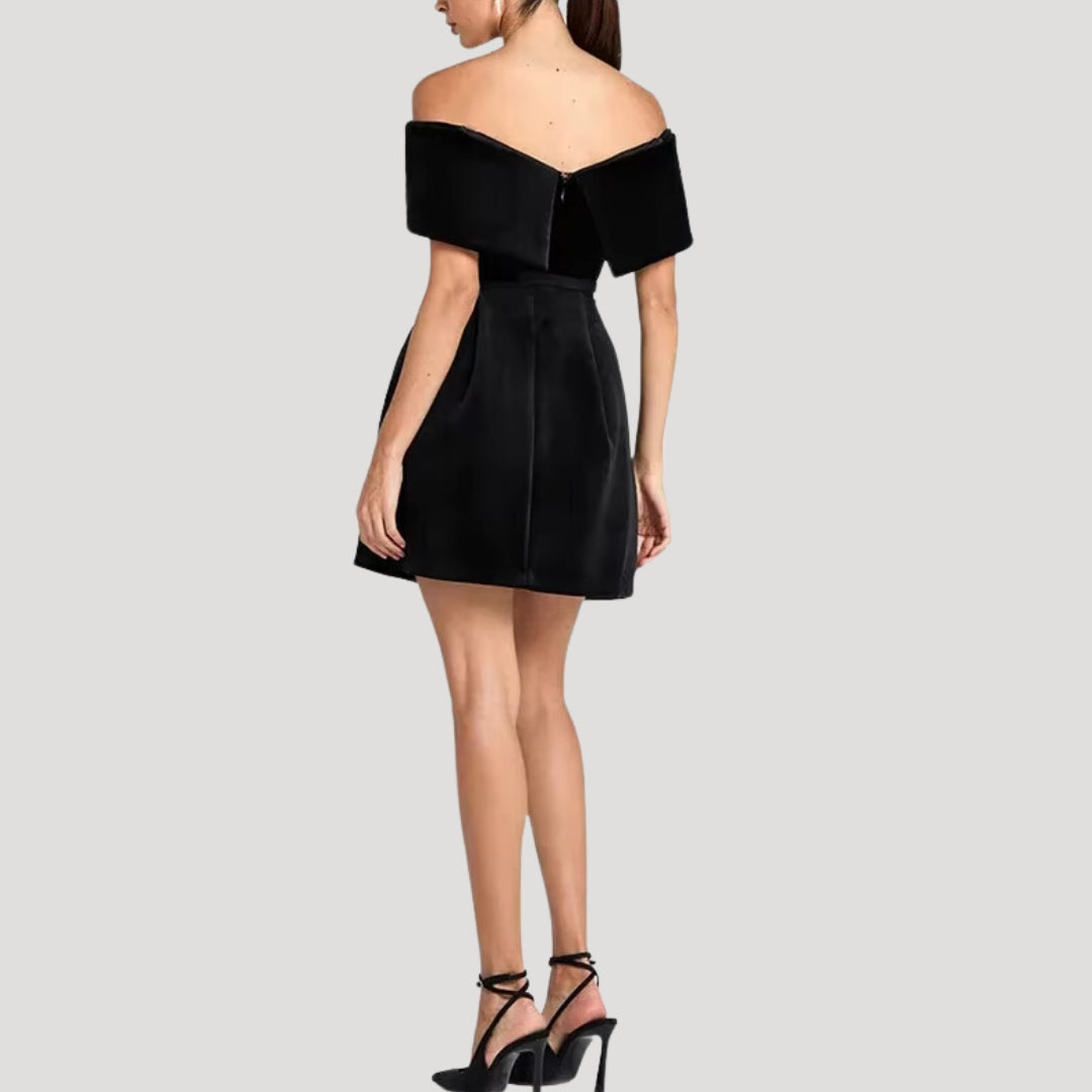 MW | Damen schulterfreies Minikleid aus Samt
