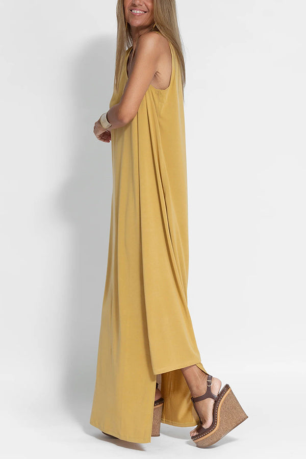 MW | Makellos und frei Ein-Schulter-Maxi-Kleid mit entspanntem Schlitz