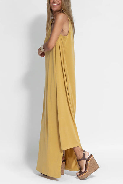MW | Makellos und frei Ein-Schulter-Maxi-Kleid mit entspanntem Schlitz