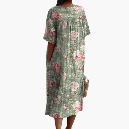 MW | Frauen kurze Ärmel floralen Midi-Kleid für den Sommer tragen