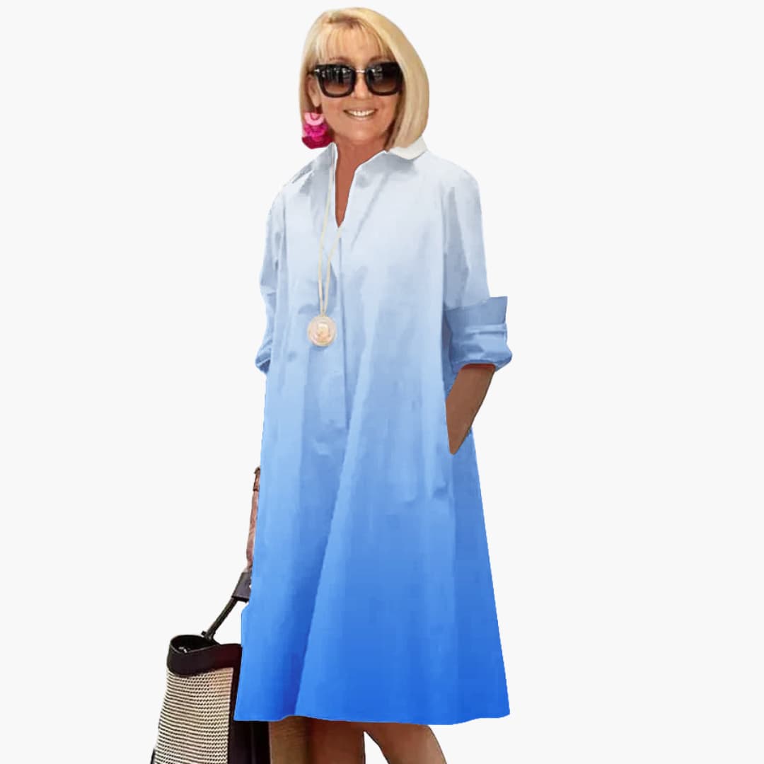 MW | Damen Boho-Midikleid mit langen Ärmeln und Seitentaschen