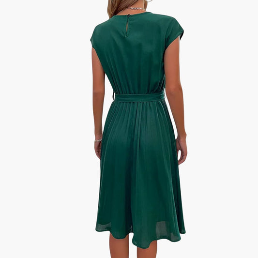 MW | Damen lässiges Midikleid mit Faltenrock und Bindegürtel
