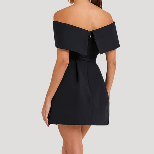 MW | Damen Gürtel Off-Shoulder Party Minikleid