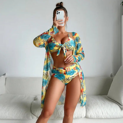 MW | Eleganter Sommer-Bikini mit hoher Taille und Blumenmuster