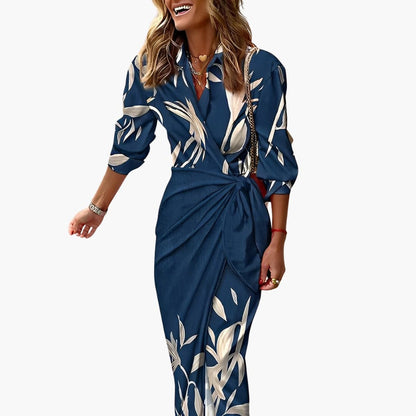 MW | Damen Sommer-Midikleid mit Seitenknoten und Streifenprint