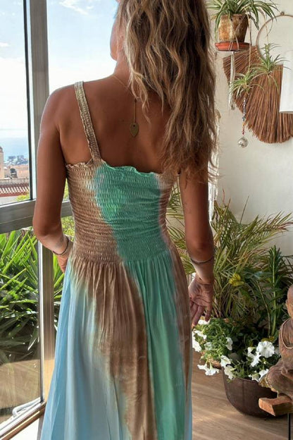MW | Blau Tie Dye Urlaub Maxi Kleid