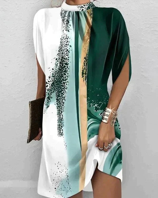 MW | Kurzärmeliges bedrucktes Minikleid