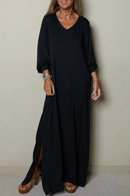 MW | Damen Lässiges Maxikleid mit V-Ausschnitt
