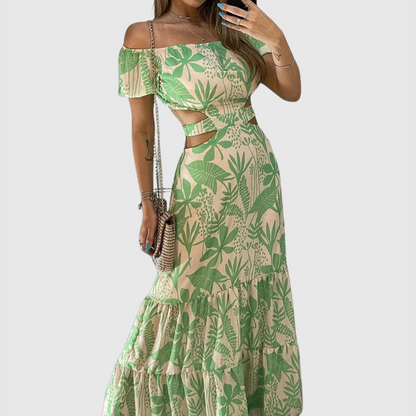 MW | Elegantes Midikleid mit unregelmäßiger Maserung und Ausschnitt