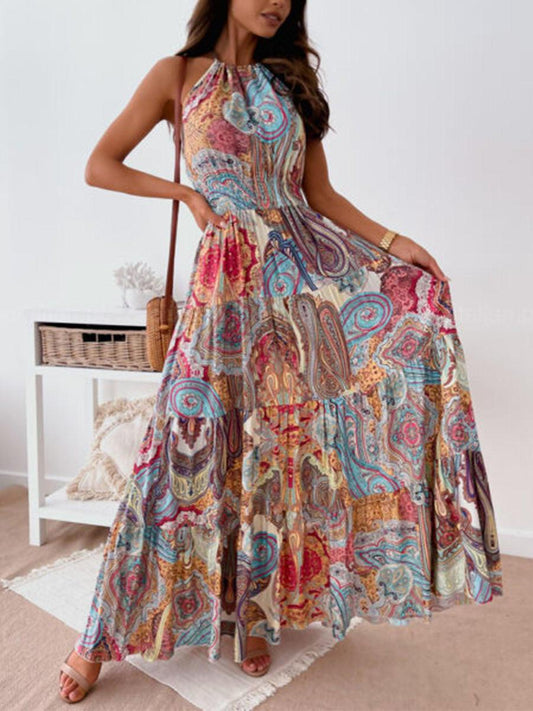 MW | Classy Paisley Print Ärmelloses Maxikleid