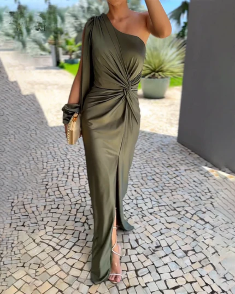 MW | Asymmetrisches gerüschtes Bandage Midikleid