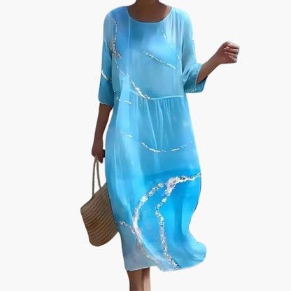 MW | Damen geblümtes Midikleid mit 3/4 Ärmeln für den Sommer