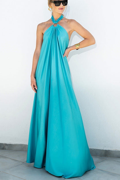 MW | Elegant und fabelhaft Satin Halter Rückenfrei Party / Berufung Maxi Kleid