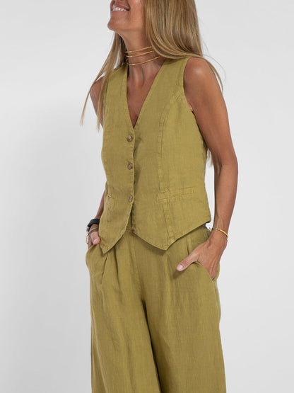 MW | Geknöpfte Weste & Hose mit weitem Bein Set