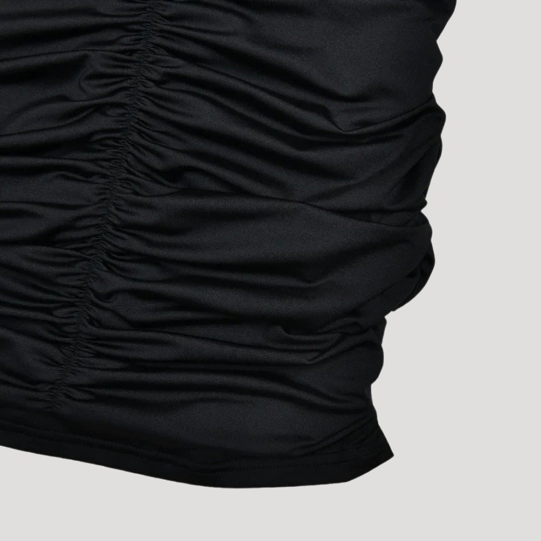 MW | Damen schulterfreies Bodycon-Minikleid mit Rüschen