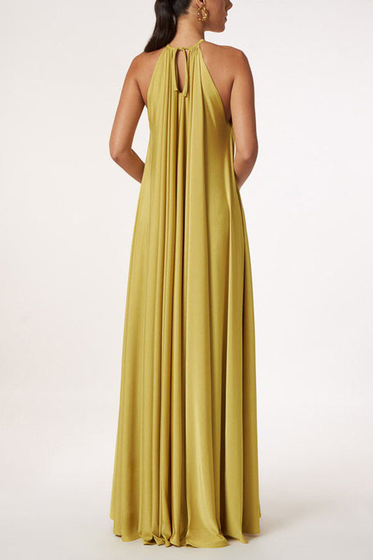 MW | Griechische Göttin Unverwechselbar Goldener Neckholder A-line Maxikleid