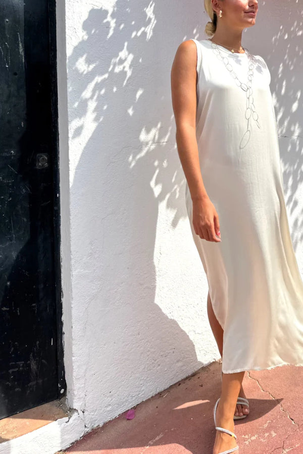 MW | Satin Midikleid mit Nahtdetail