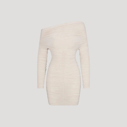 MW | Damen schulterfreies Bodycon-Minikleid mit Rüschen
