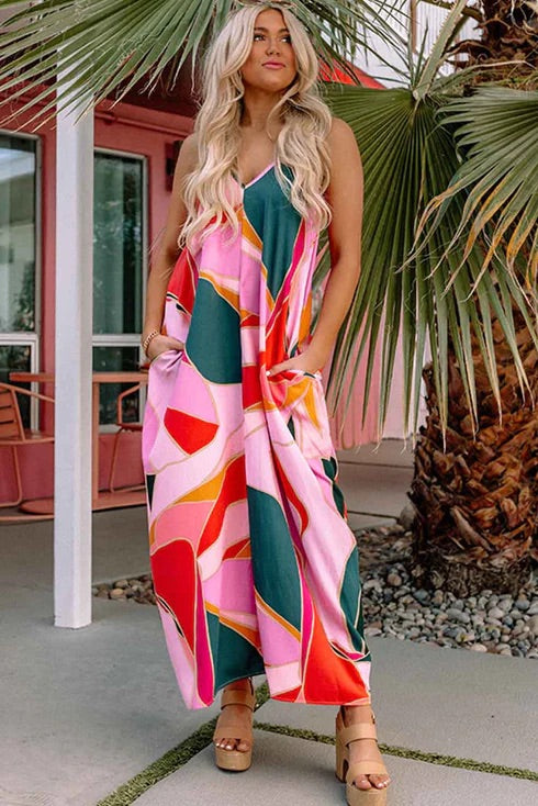MW | Boho Print Slip Ärmelloses Maxikleid
