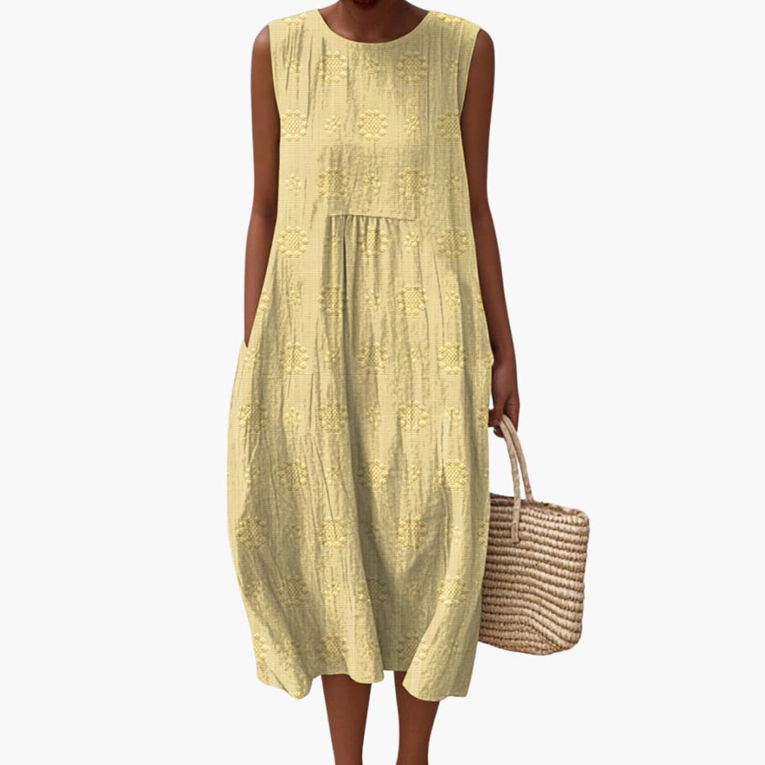 MW | Women's ärmelloses Sommer-Midikleid mit Seitentaschen