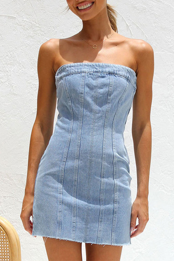 MW | Bustierförmiges Minikleid aus Jeansstoff
