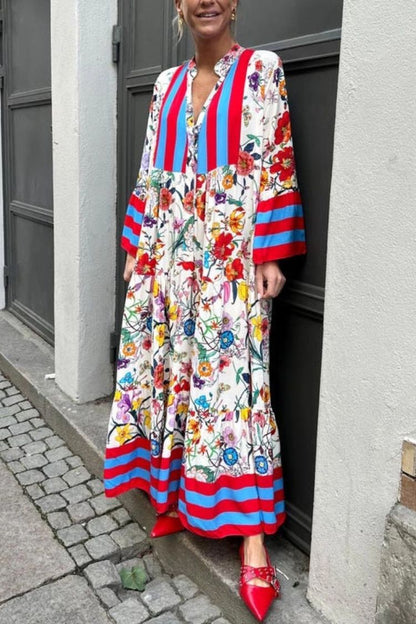 MW | Resort Floral Print Glockenärmel Maxikleid