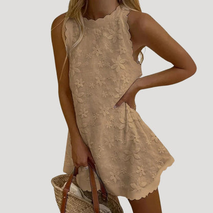 MW | Women's ärmelloses Minikleid mit Blumenmuster