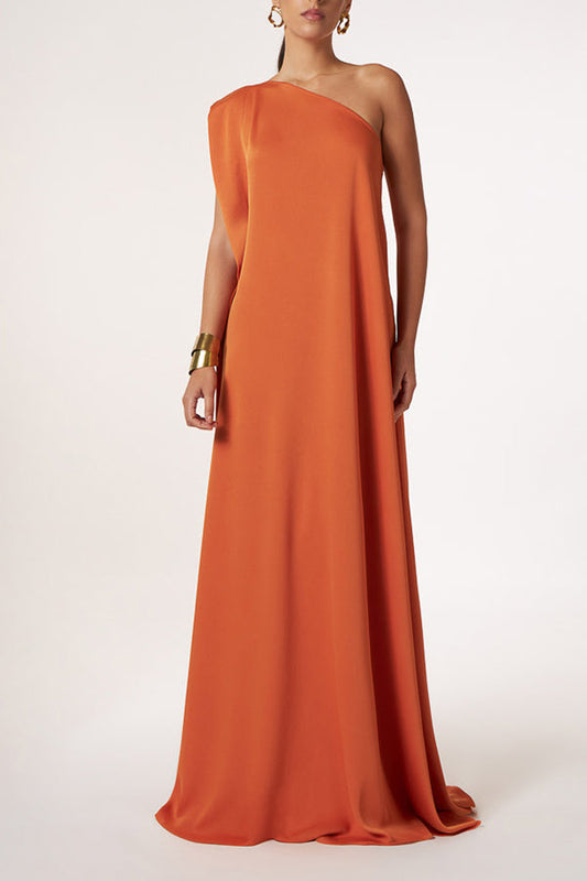 MW | Zeitloser Charme Ein-Schulter A-Linie Elegantes Maxikleid