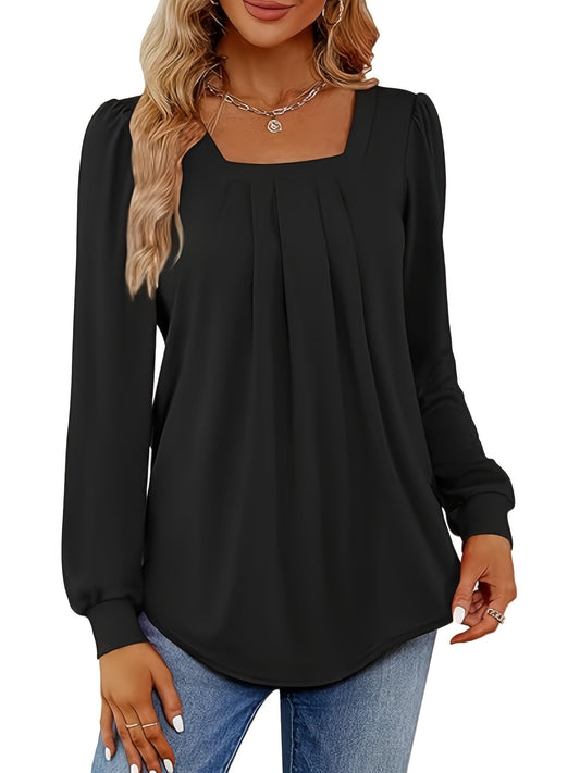 MW | Elegante Bluse mit quadratischem Ausschnitt und Faltenwurf
