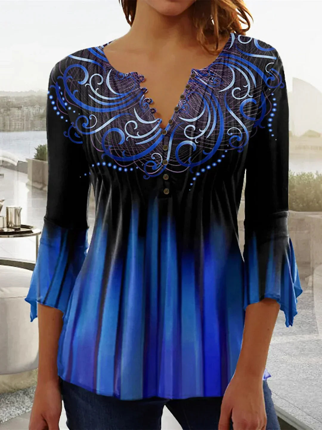 MW | Damen Top mit grafischem Blumenprint