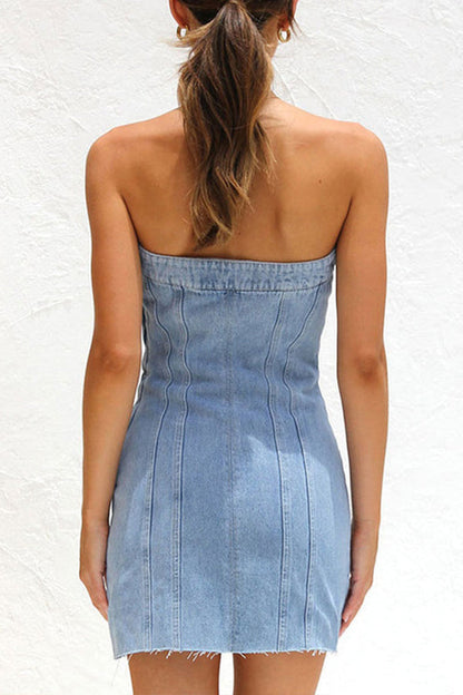MW | Bustierförmiges Minikleid aus Jeansstoff