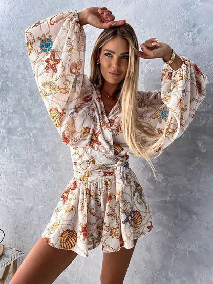 MW | Damen bedruckter Jumpsuit im böhmischen Stil