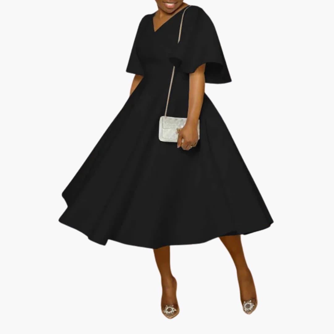 MW | Damen Sommer Midikleid mit Taschen und kurzen Ärmeln
