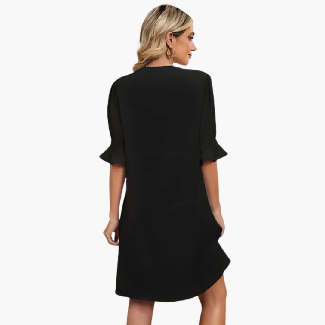 MW | Damen Midikleid mit V-Ausschnitt und halben Ärmeln für den Sommer