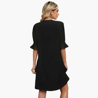 MW | Damen Midikleid mit V-Ausschnitt und halben Ärmeln für den Sommer