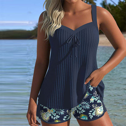 MW | Tankini Gestreifter Zweiteiler Badeshorts