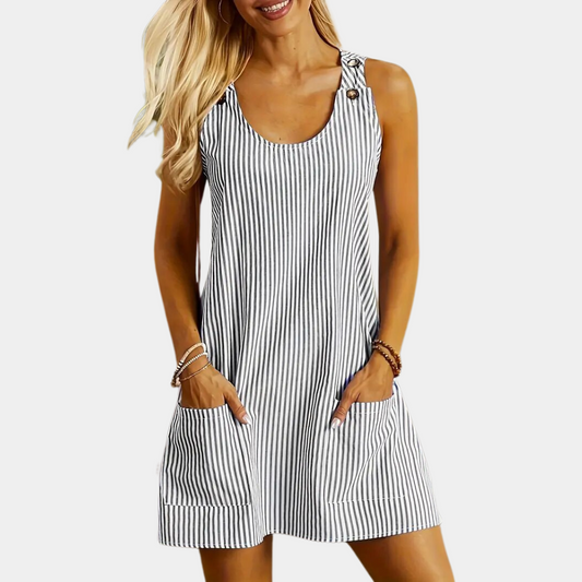 MW | Feminines ärmelloses gestreiftes Sommer-Minikleid