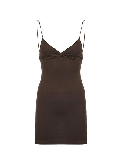 MW | Vintage Braunes Slip-Minikleid