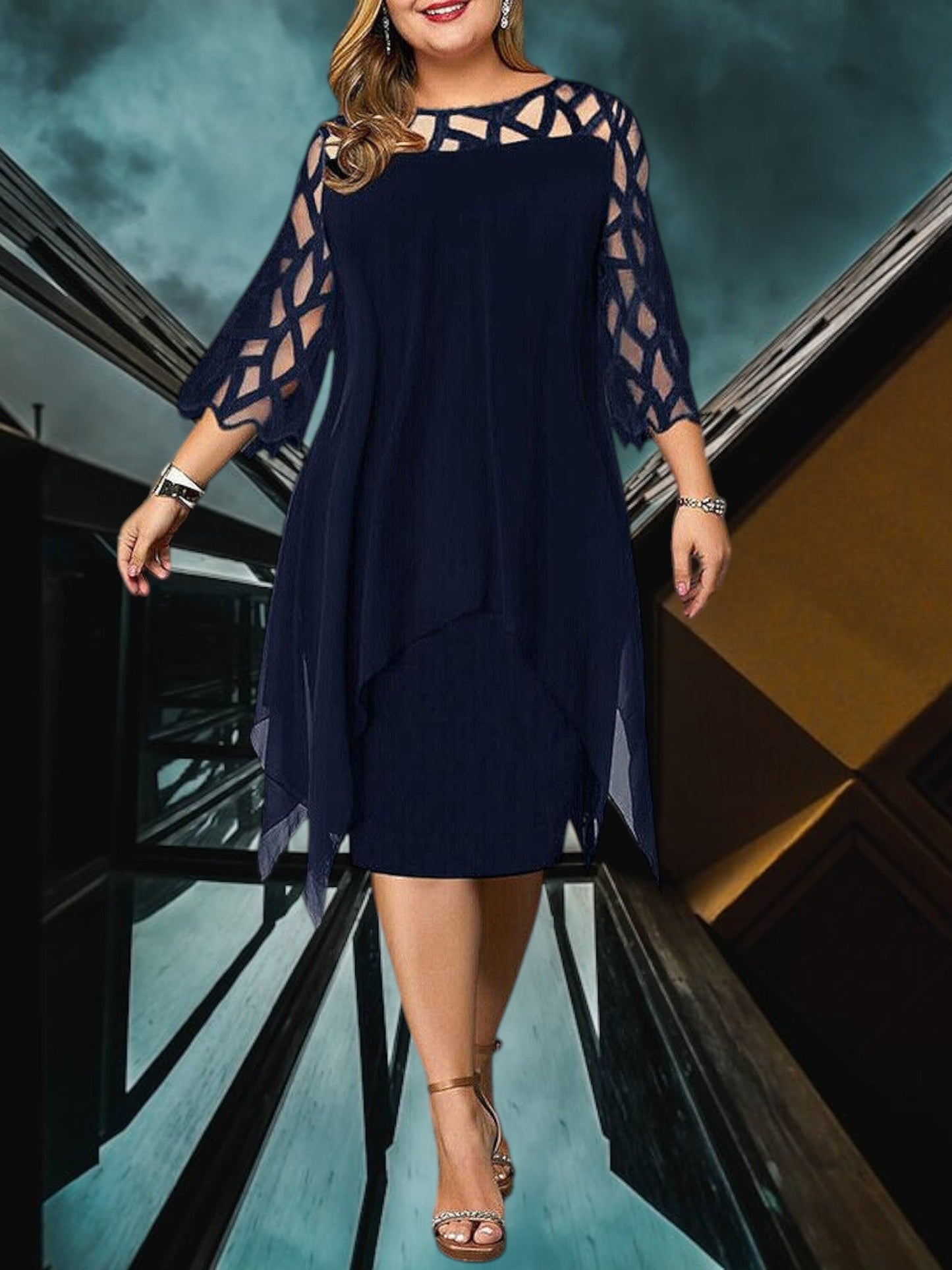 MW | Elegantes Plus Size Midi Kleid aus hochwertigem Material für Damen, pflegeleicht und vielseitig