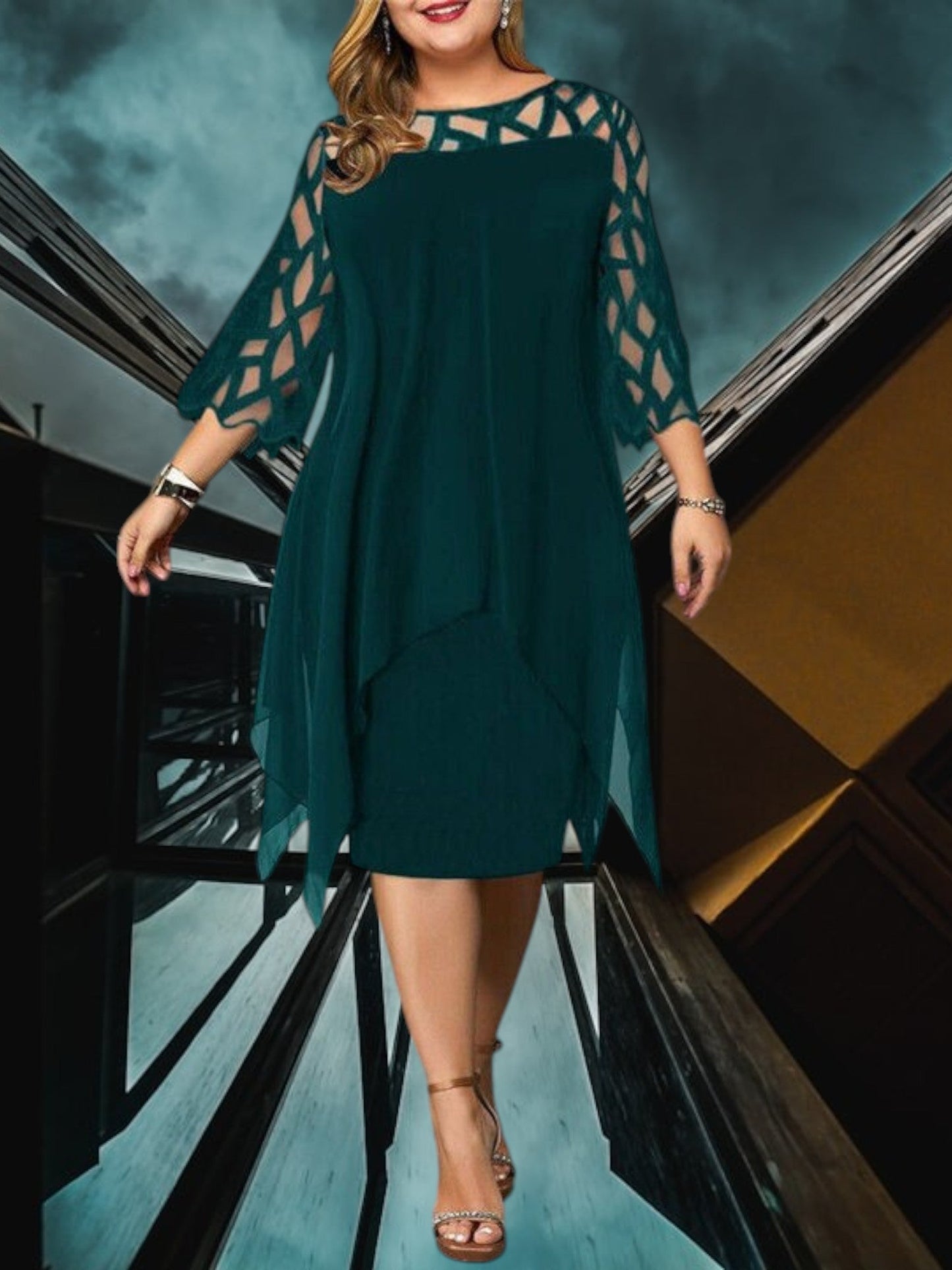 MW | Elegantes Plus Size Midi Kleid aus hochwertigem Material für Damen, pflegeleicht und vielseitig