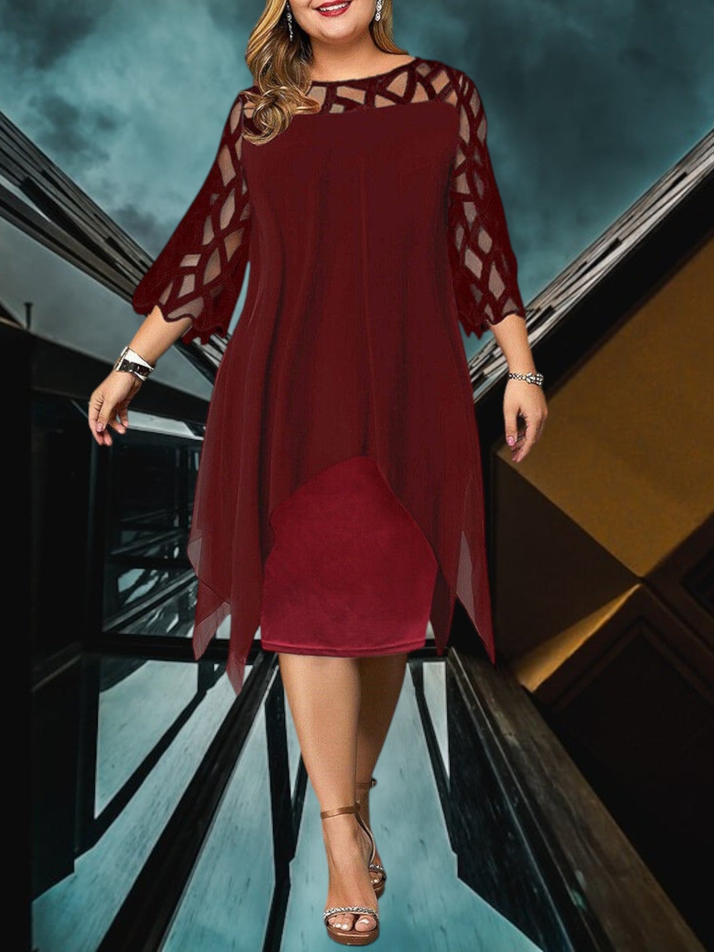 MW | Elegantes Plus Size Midi Kleid aus hochwertigem Material für Damen, pflegeleicht und vielseitig
