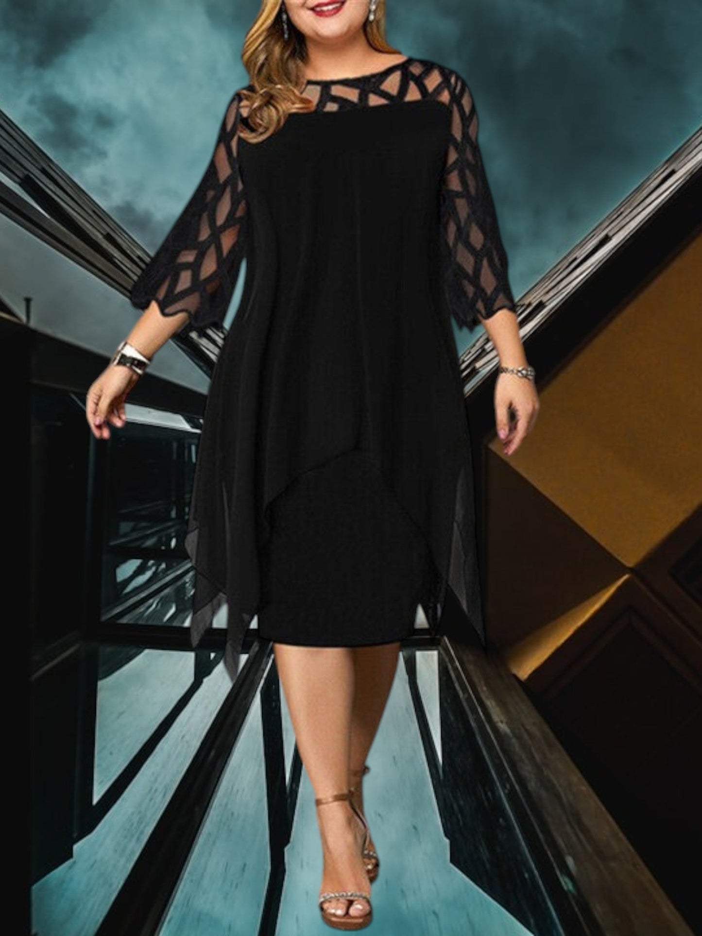 MW | Elegantes Plus Size Midi Kleid aus hochwertigem Material für Damen, pflegeleicht und vielseitig