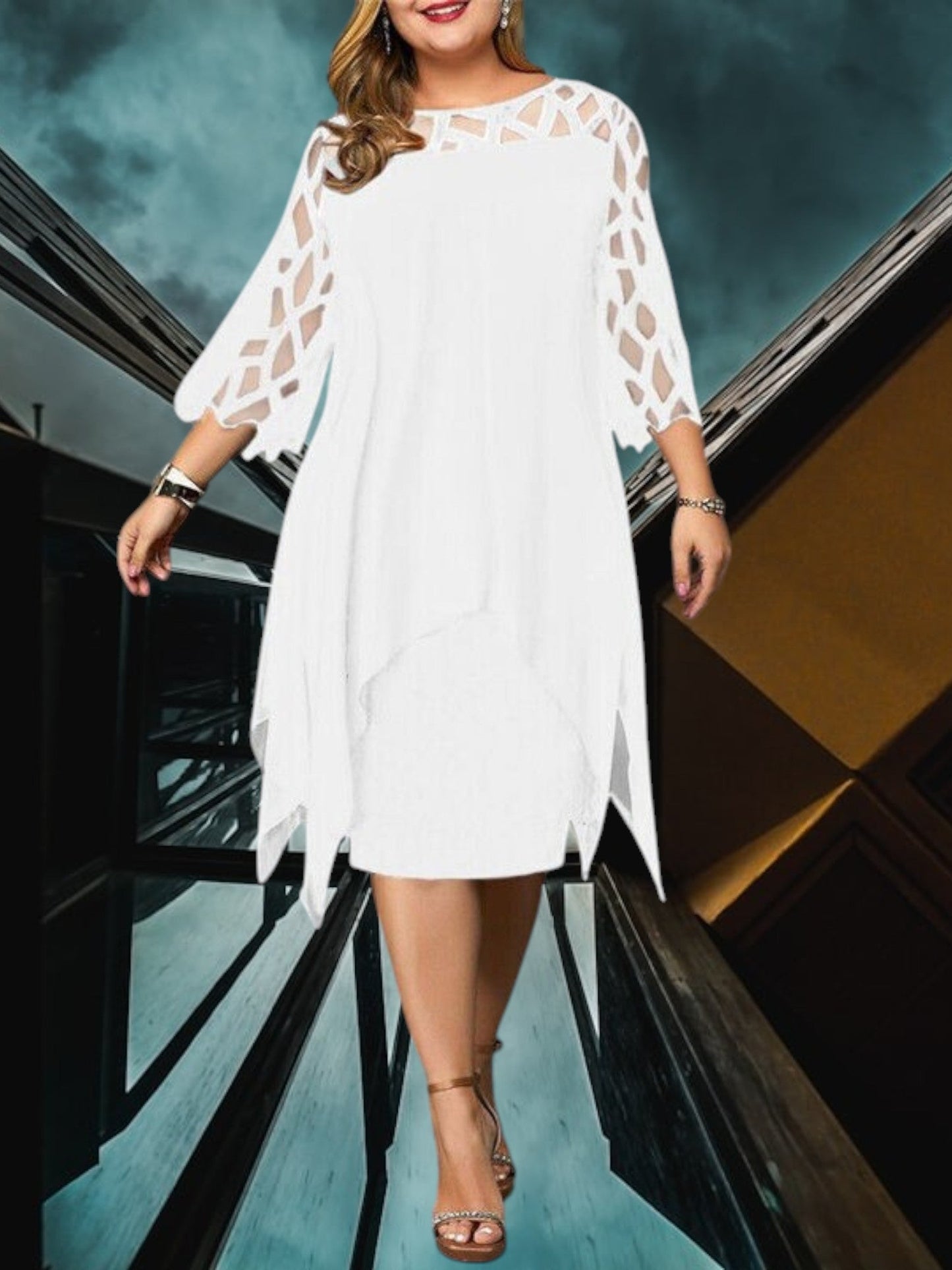 MW | Elegantes Plus Size Midi Kleid aus hochwertigem Material für Damen, pflegeleicht und vielseitig