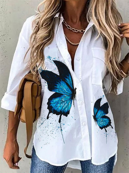MW | Hübsche Bluse mit Schmetterlingsdruck