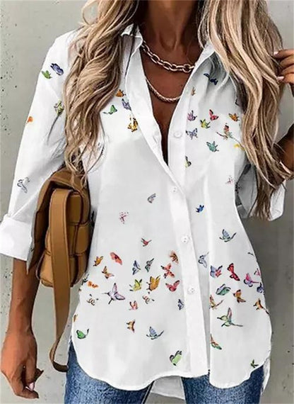 MW | Hübsche Bluse mit Schmetterlingsdruck