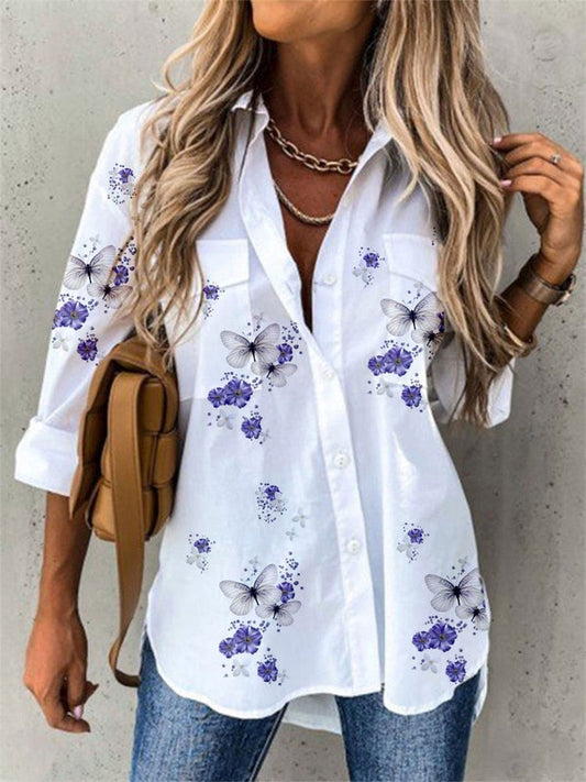 MW | Hübsche Bluse mit Schmetterlingsdruck