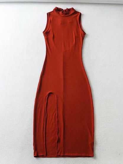 MW | Open Back Split Bodycon Midikleid