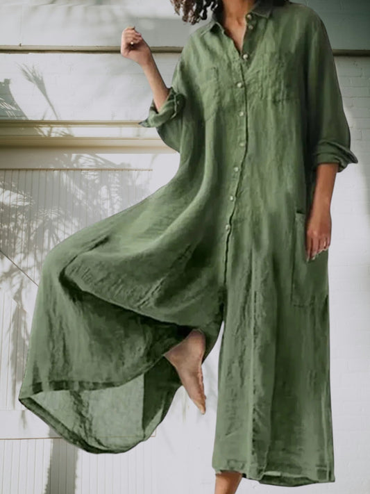 MW | Eleganter Damen Jumpsuit aus hochwertigem, atmungsaktivem Material, lange Ärmel, lange Beine, zeitlos und vielseitig